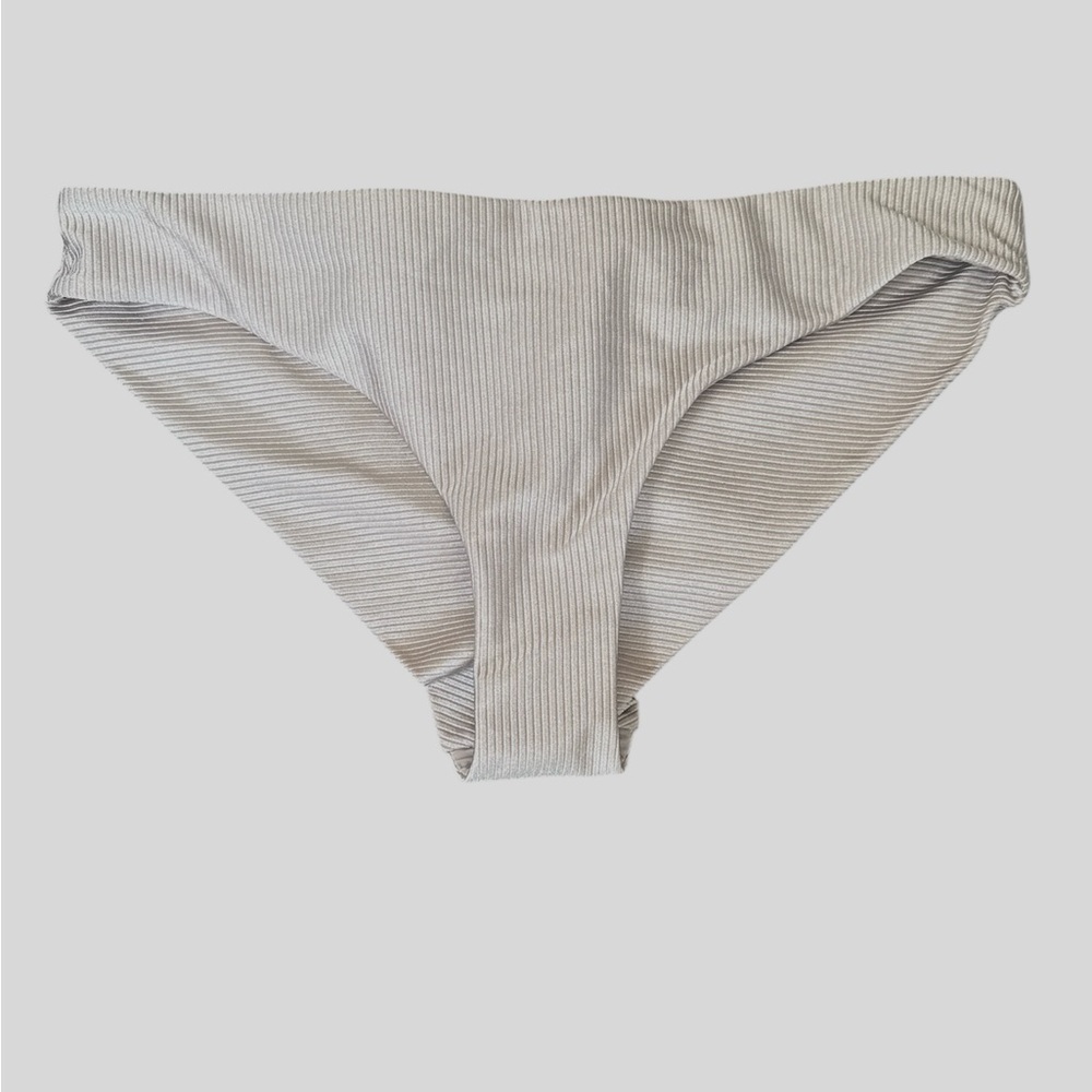 Aerie bikini bottom ribbed shiny Large NWT classic cut neutral